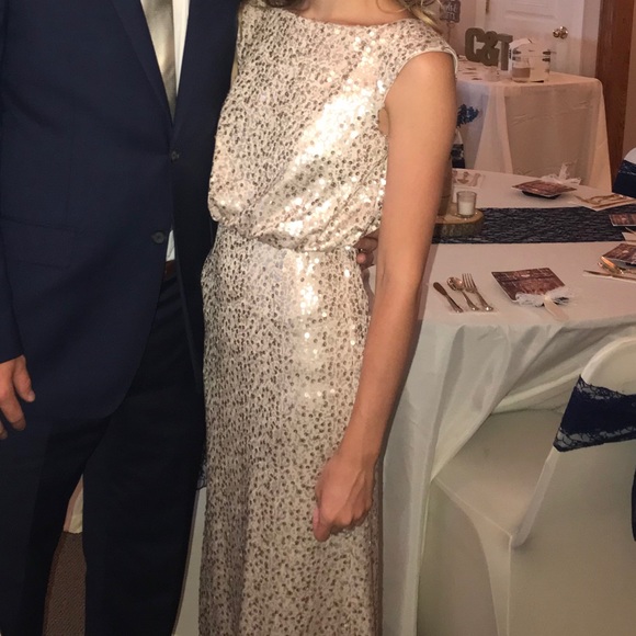 David's Bridal Dresses & Skirts - David’s bridal long sequin blouson dress, size XS